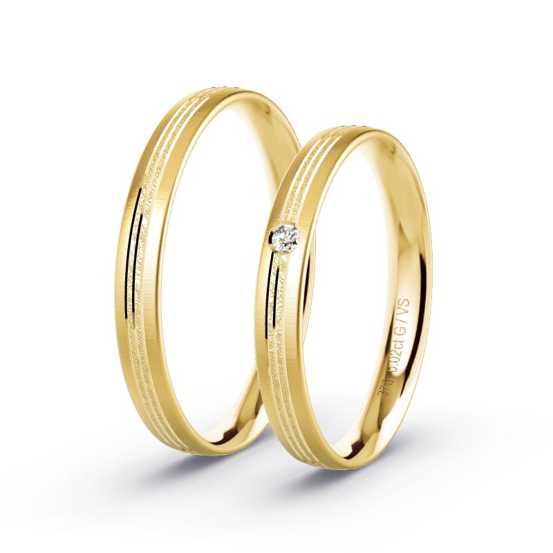Wedding Rings Yellow Gold - 0.02ct Diamonds - Model N°1676 Wedding Rings Yellow Gold - 0.02ct Diamonds - Model N°1676
