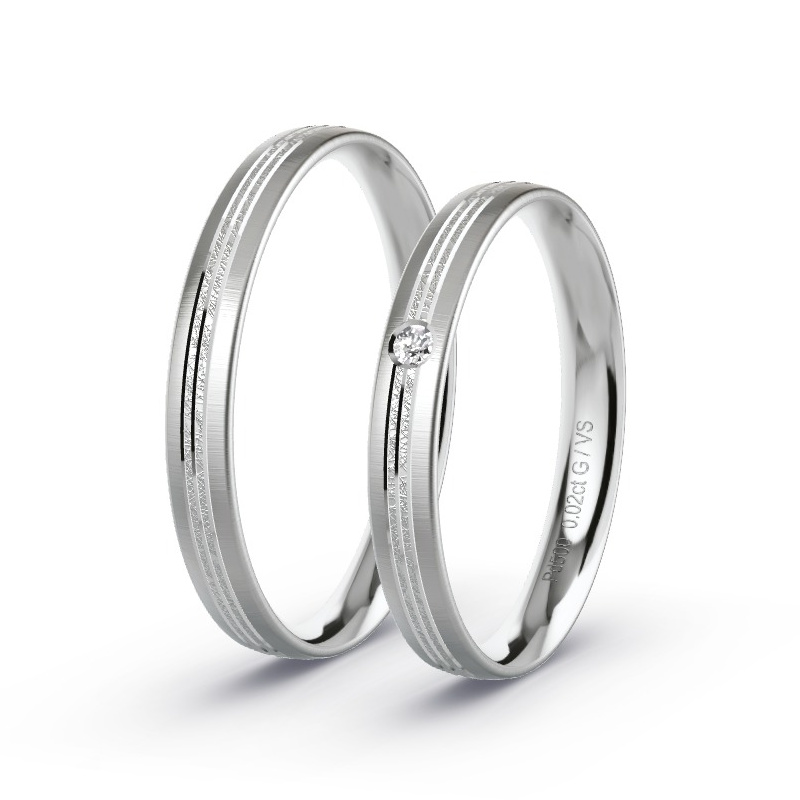 Wedding Rings Palladium - 0.02ct Diamonds - Model N°1676 Wedding Rings Palladium - 0.02ct Diamonds - Model N°1676