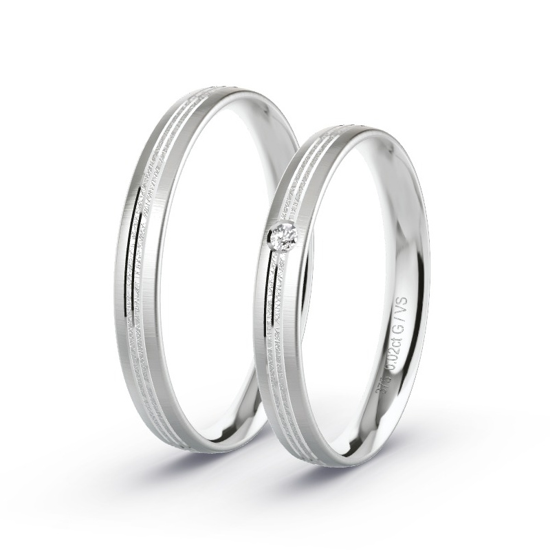 Wedding Rings White Gold - 0.02ct Diamonds - Model N°1676 Wedding Rings White Gold - 0.02ct Diamonds - Model N°1676