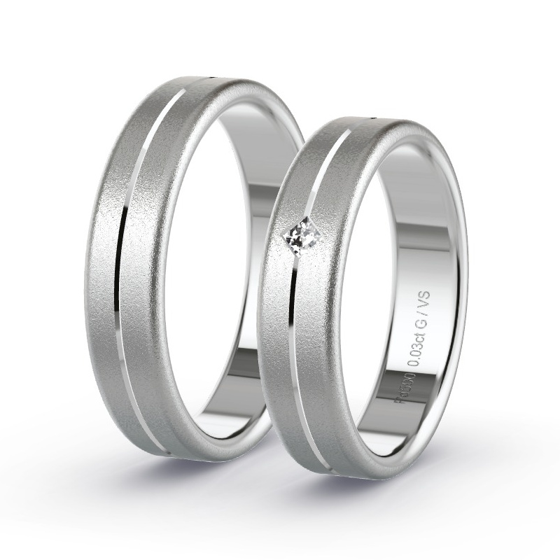 Wedding Rings Palladium - 0.03ct Diamonds - Model N°1677 Wedding Rings Palladium - 0.03ct Diamonds - Model N°1677