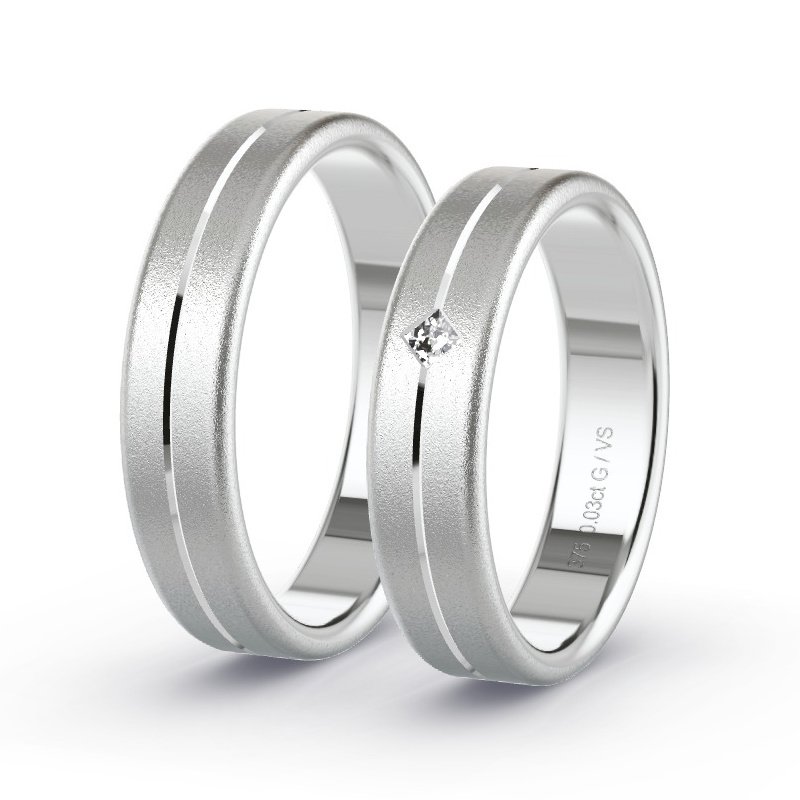 Wedding Rings White Gold - 0.03ct Diamonds - Model N°1677 Wedding Rings White Gold - 0.03ct Diamonds - Model N°1677
