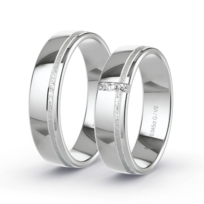 Wedding Rings Palladium - 0.045ct Diamonds - Model N°1680 Wedding Rings Palladium - 0.045ct Diamonds - Model N°1680