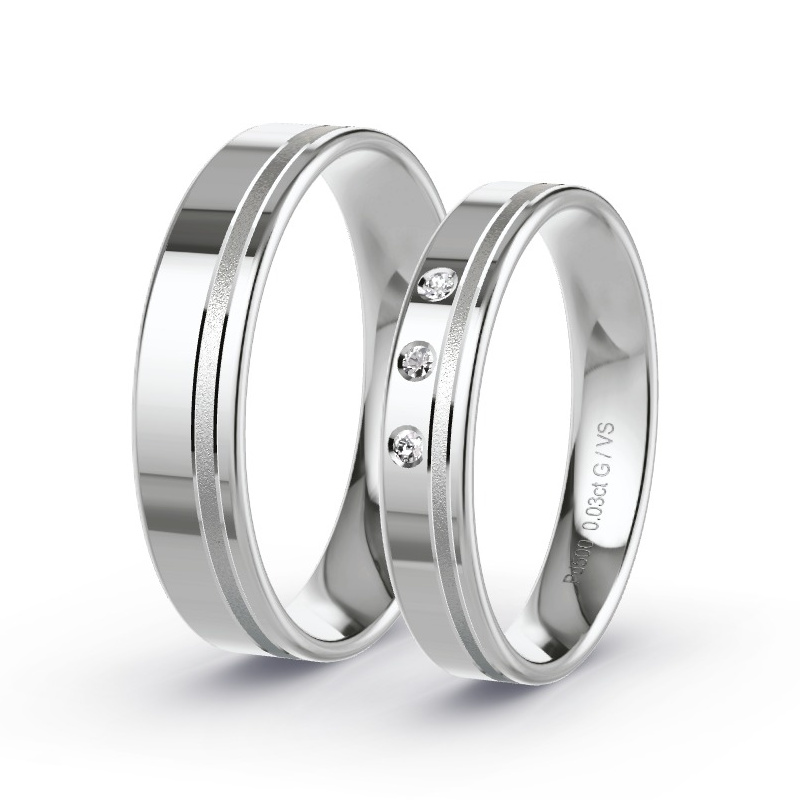 Wedding Rings Palladium - 0.03ct Diamonds - Model N°1681