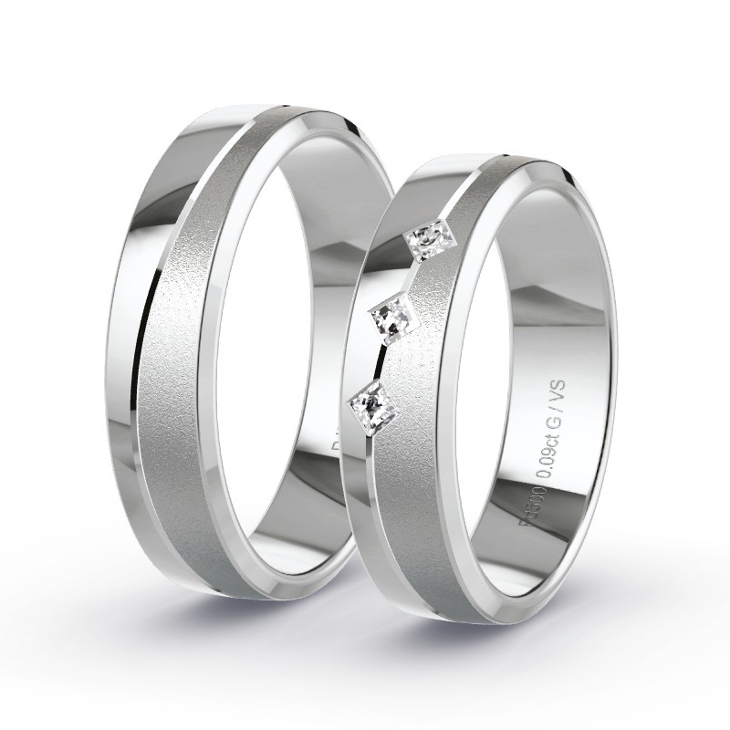Wedding Rings Palladium - 0.09ct Diamonds - Model N°1682 Wedding Rings Palladium - 0.09ct Diamonds - Model N°1682