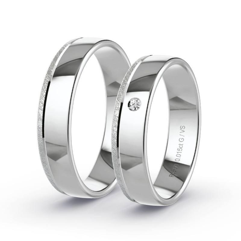 Wedding Rings Palladium - 0.015ct Diamonds - Model N°1683 Wedding Rings Palladium - 0.015ct Diamonds - Model N°1683