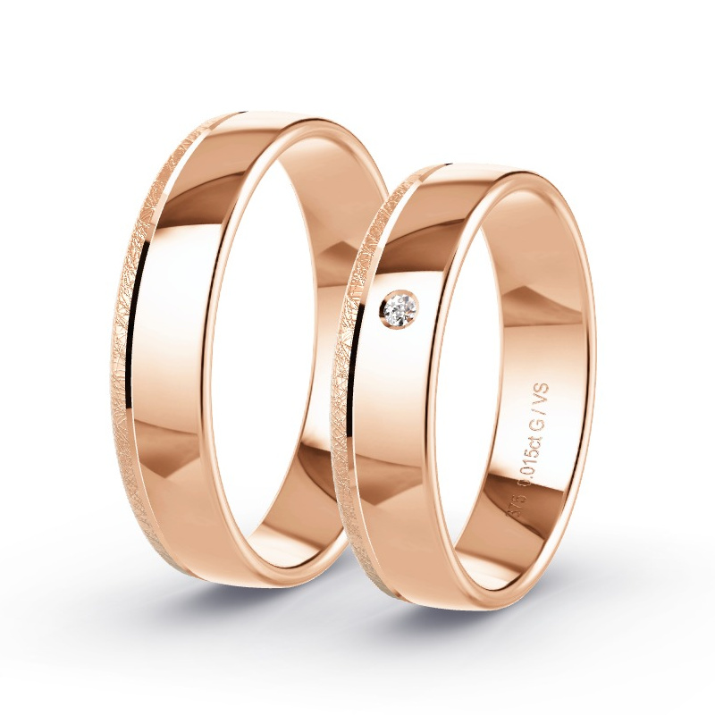 Wedding Rings Rose Gold - 0.015ct Diamonds - Model N°1683 Wedding Rings Rose Gold - 0.015ct Diamonds - Model N°1683