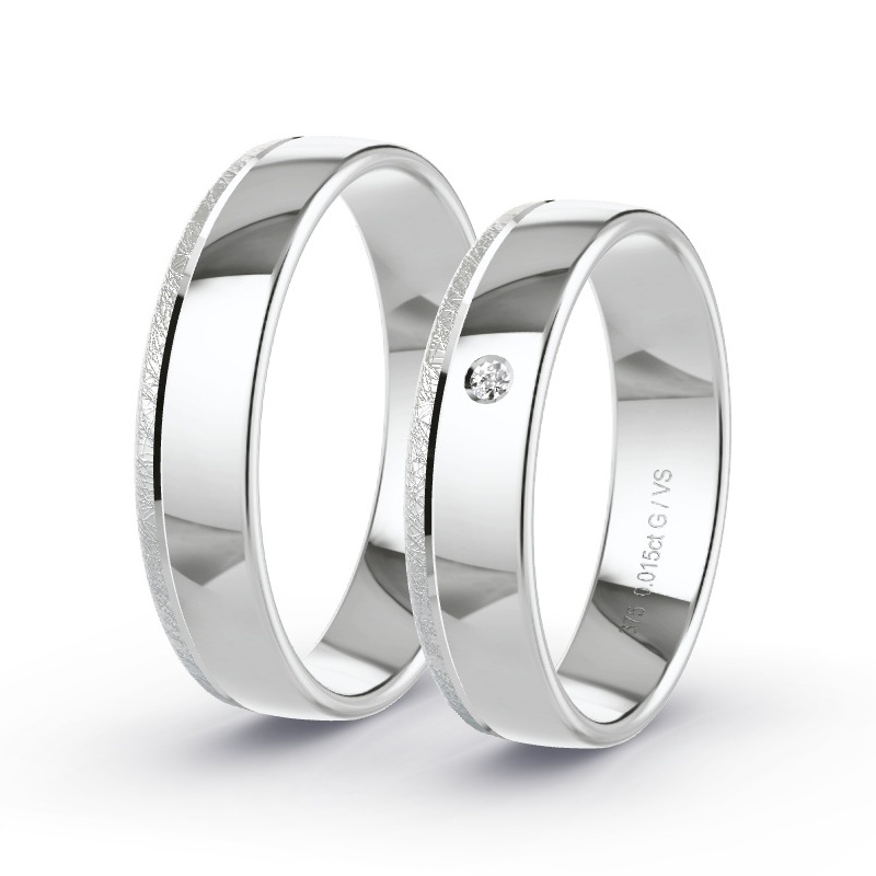 Wedding Rings White Gold - 0.015ct Diamonds - Model N°1683 Wedding Rings White Gold - 0.015ct Diamonds - Model N°1683