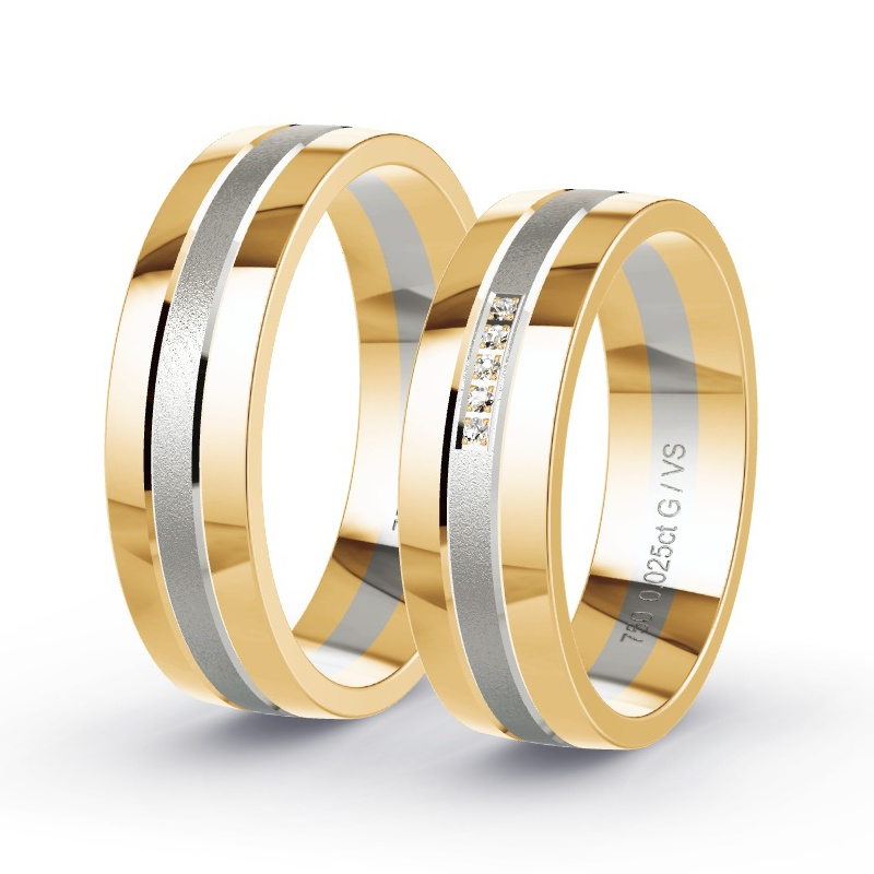 Wedding Rings Apricot Gold/Grey Gold - 0.025ct Diamonds - Model N°1684
