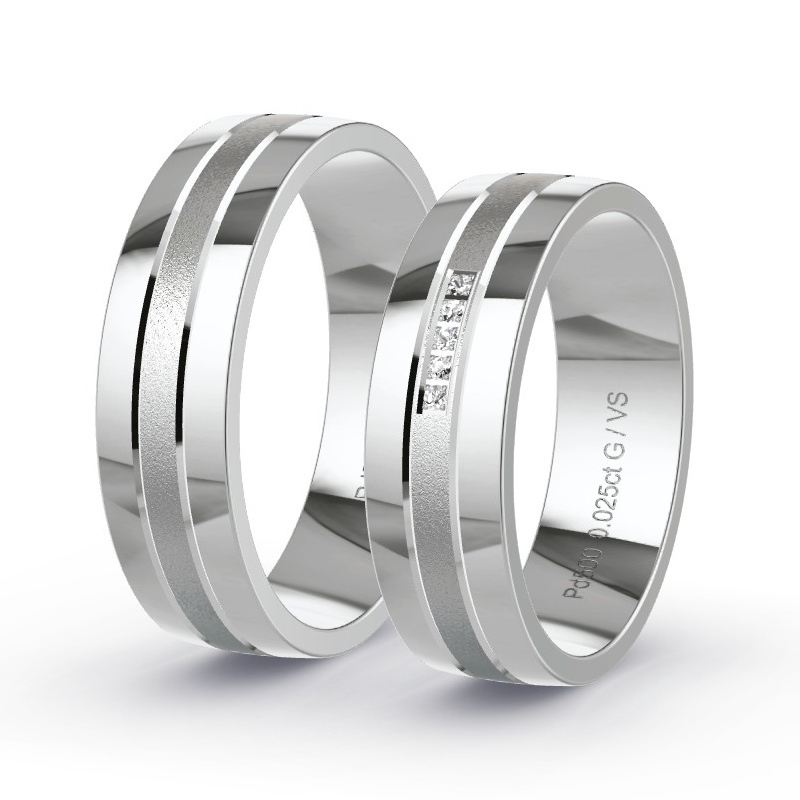 Wedding Rings Palladium - 0.025ct Diamonds - Model N°1684 Wedding Rings Palladium - 0.025ct Diamonds - Model N°1684