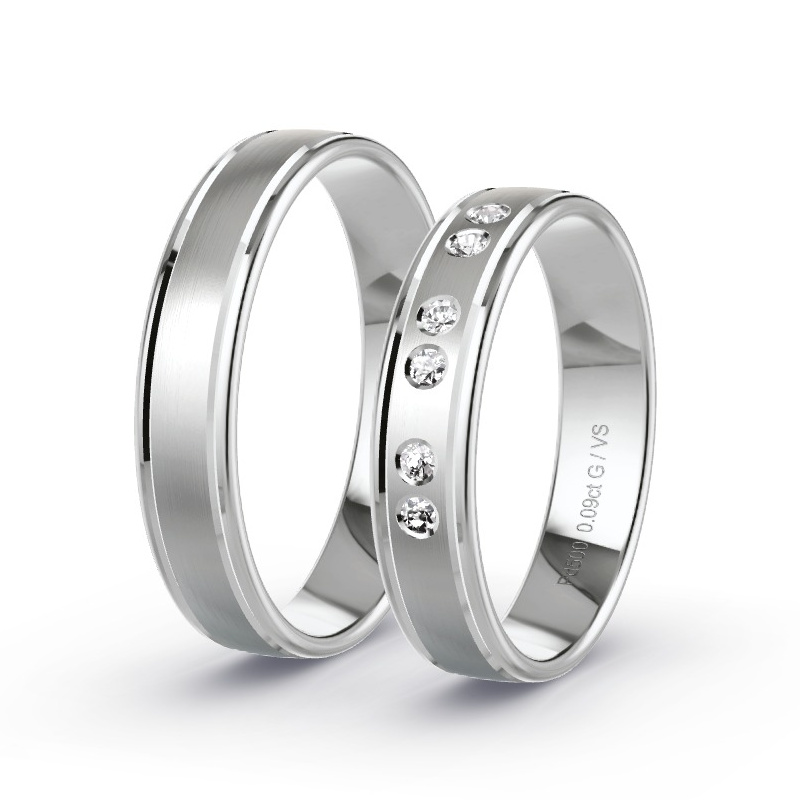 Wedding Rings Palladium - 0.09ct Diamonds - Model N°1685 Wedding Rings Palladium - 0.09ct Diamonds - Model N°1685