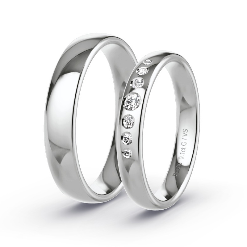 Wedding Rings Palladium - 0.04ct Diamonds - Model N°1686 Wedding Rings Palladium - 0.04ct Diamonds - Model N°1686