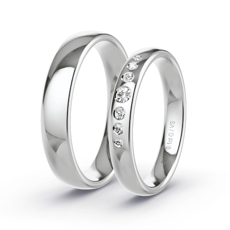 Wedding Rings Platinum content - 0.04ct Diamonds - Model N°1686 Wedding Rings Platinum content - 0.04ct Diamonds - Model N°1686