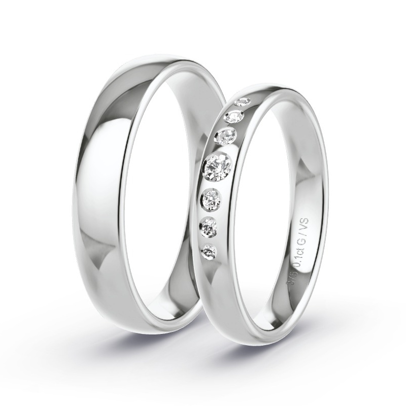 Wedding Rings White Gold - 0.04ct Diamonds - Model N°1686 Wedding Rings White Gold - 0.04ct Diamonds - Model N°1686
