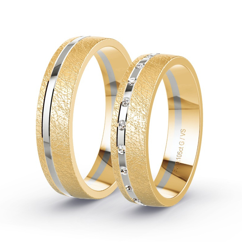 Wedding Rings Apricot Gold/Grey Gold - 0.105ct Diamonds - Model N°1687