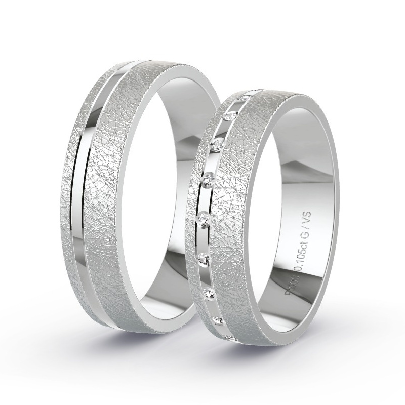 Wedding Rings Platinum content - 0.105ct Diamonds - Model N°1687 Wedding Rings Platinum content - 0.105ct Diamonds - Model N°1687