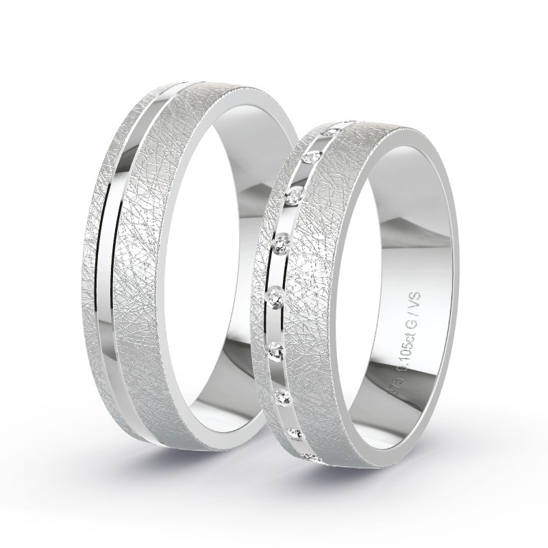 Wedding Rings White Gold - 0.105ct Diamonds - Model N°1687 Wedding Rings White Gold - 0.105ct Diamonds - Model N°1687
