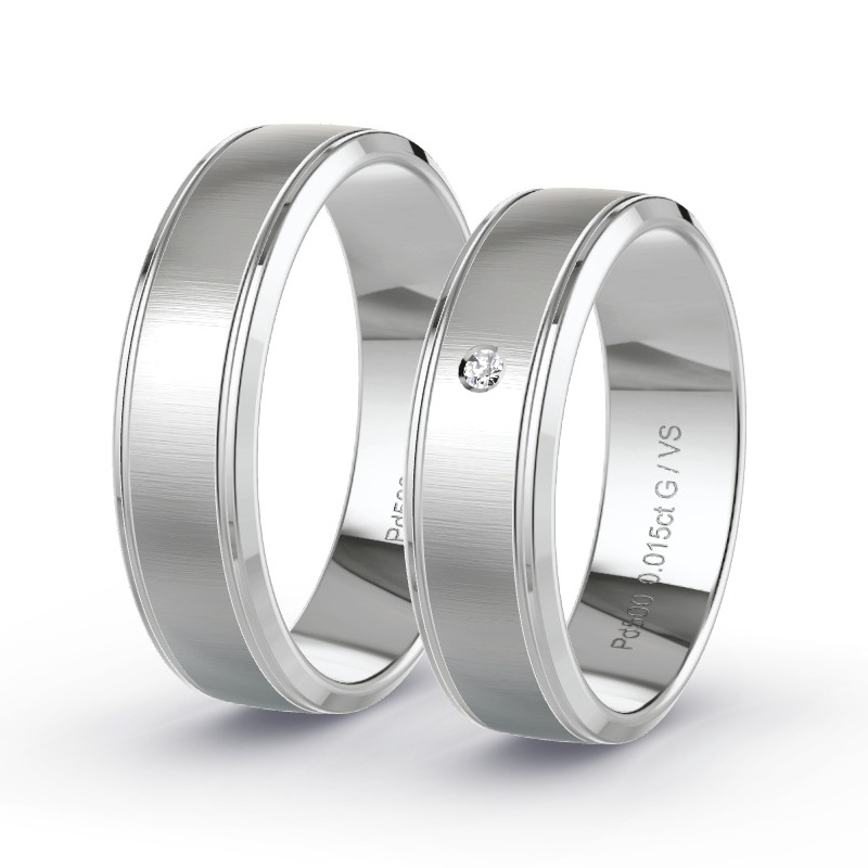 Wedding Rings Palladium - 0.015ct Diamonds - Model N°1689