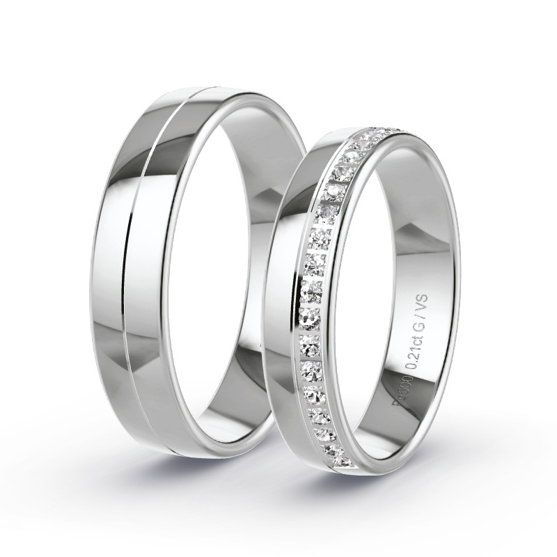 Wedding Rings Palladium - 0.21ct Diamonds - Model N°1690 Wedding Rings Palladium - 0.21ct Diamonds - Model N°1690