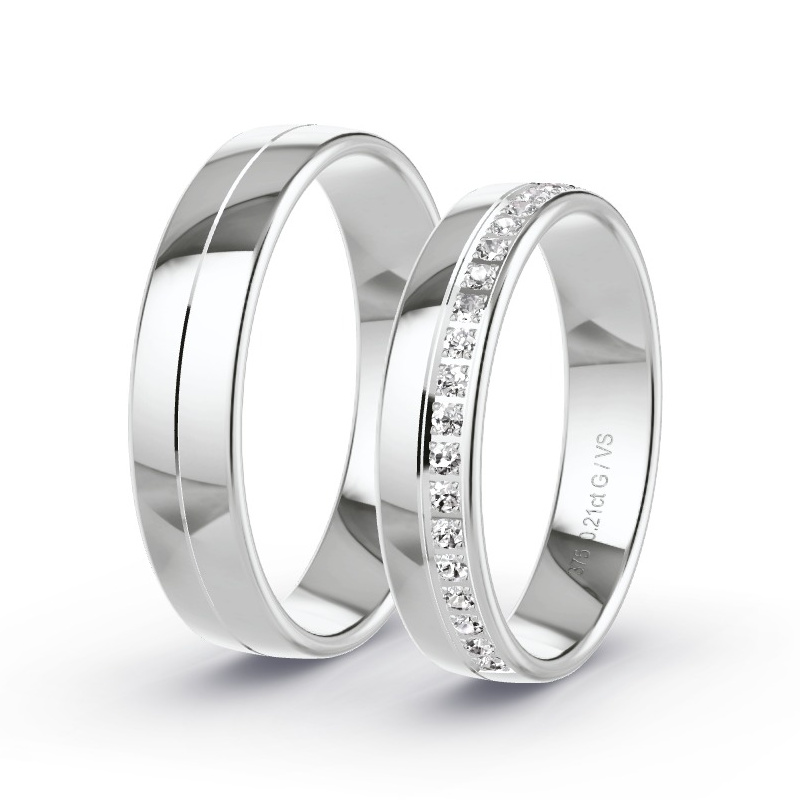 Wedding Rings White Gold - 0.21ct Diamonds - Model N°1690 Wedding Rings White Gold - 0.21ct Diamonds - Model N°1690
