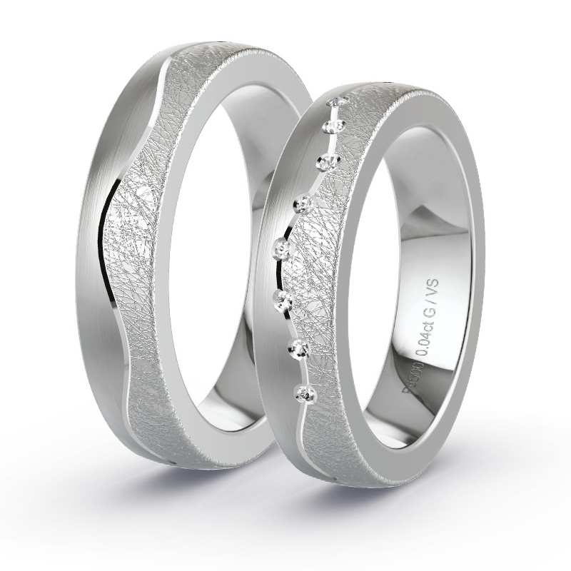 Wedding Rings Palladium - 0.04ct Diamonds - Model N°1691 Wedding Rings Palladium - 0.04ct Diamonds - Model N°1691