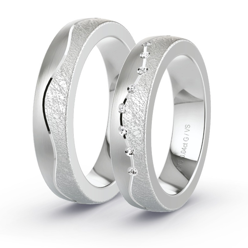 Wedding Rings White Gold - 0.04ct Diamonds - Model N°1691 Wedding Rings White Gold - 0.04ct Diamonds - Model N°1691