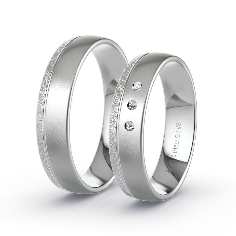Wedding Rings Palladium - 0.015ct Diamonds - Model N°1692 Wedding Rings Palladium - 0.015ct Diamonds - Model N°1692