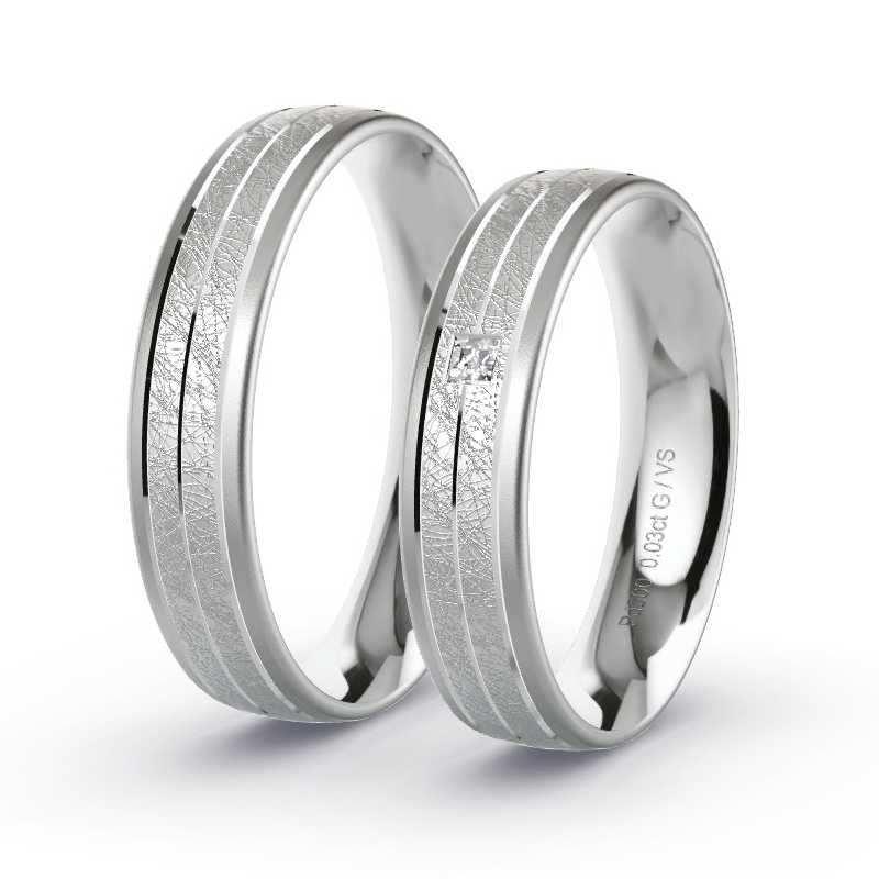 Wedding Rings Palladium - 0.03ct Diamonds - Model N°1693 Wedding Rings Palladium - 0.03ct Diamonds - Model N°1693