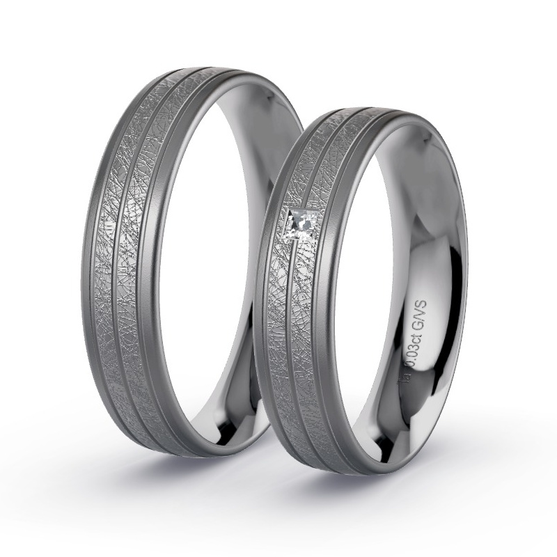 Wedding Rings Tantalum - 0.03ct Diamonds - Model N°1693
