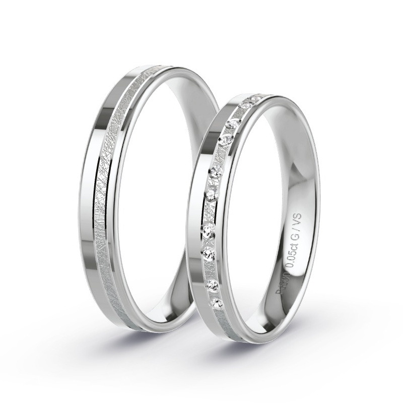 Wedding Rings Palladium - 0.07ct Diamonds - Model N°1694 Wedding Rings Palladium - 0.07ct Diamonds - Model N°1694