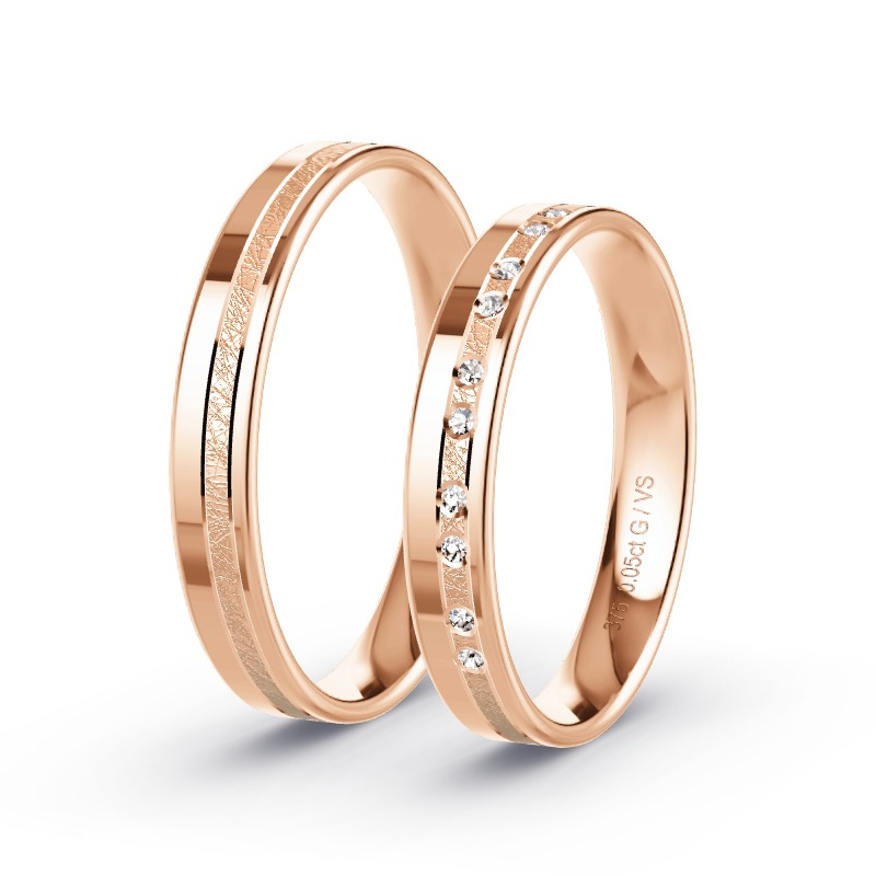 Wedding Rings Rose Gold - 0.07ct Diamonds - Model N°1694 Wedding Rings Rose Gold - 0.07ct Diamonds - Model N°1694