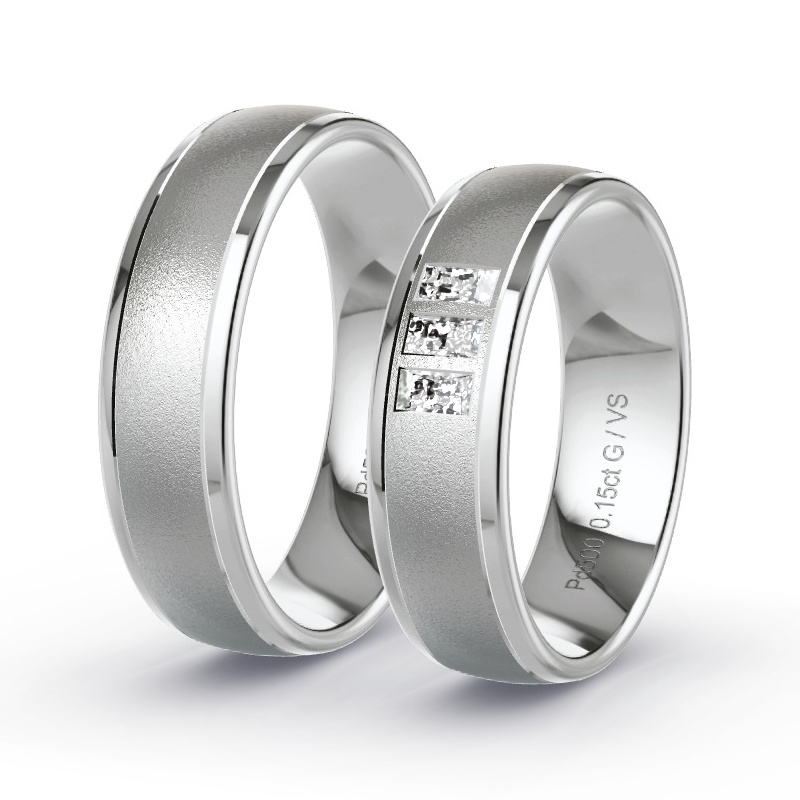 Wedding Rings Palladium - 0.15ct Diamonds - Model N°1695 Wedding Rings Palladium - 0.15ct Diamonds - Model N°1695