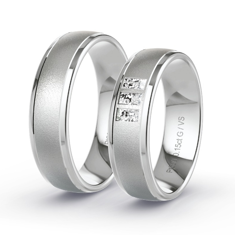 Wedding Rings Platinum content - 0.15ct Diamonds - Model N°1695 Wedding Rings Platinum content - 0.15ct Diamonds - Model N°1695