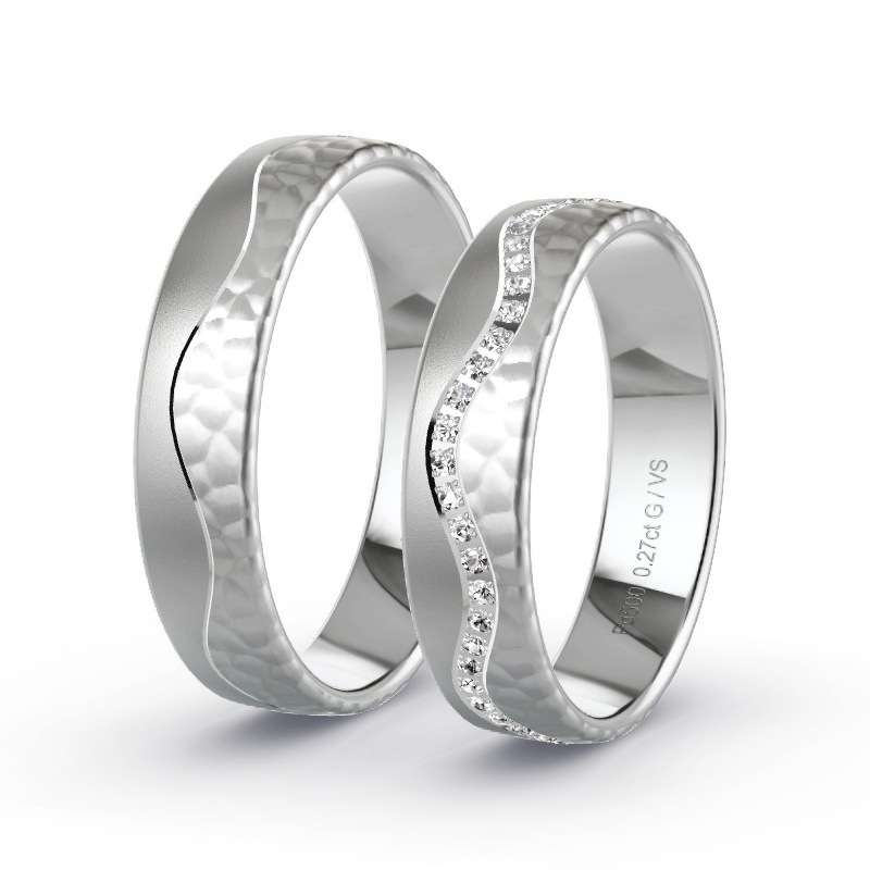 Wedding Rings Palladium - 0.28ct Diamonds - Model N°1696 Wedding Rings Palladium - 0.28ct Diamonds - Model N°1696