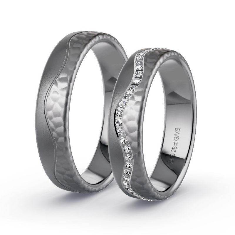 Wedding Rings Tantalum - 0.28ct Diamonds - Model N°1696