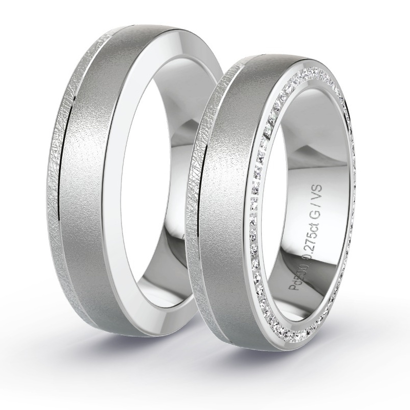 Wedding Rings Palladium - 0.275ct Diamonds - Model N°1697 Wedding Rings Palladium - 0.275ct Diamonds - Model N°1697