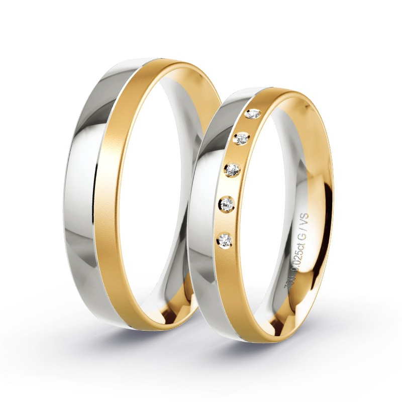 Wedding Rings Apricot Gold/Grey Gold - 0.025ct Diamonds - Model N°1698 Wedding Rings Apricot Gold/Grey Gold - 0.025ct Diamonds - Model N°1698