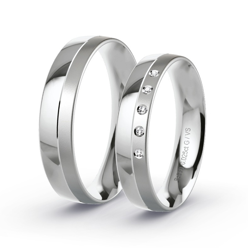 Wedding Rings Palladium - 0.025ct Diamonds - Model N°1698 Wedding Rings Palladium - 0.025ct Diamonds - Model N°1698