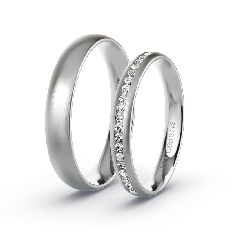 Wedding Rings Palladium - 0.22ct Diamonds - Model N°1702 Wedding Rings Palladium - 0.22ct Diamonds - Model N°1702