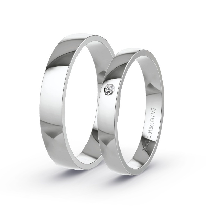 Wedding Rings Palladium - 0.015ct Diamonds - Model N°1703 Wedding Rings Palladium - 0.015ct Diamonds - Model N°1703