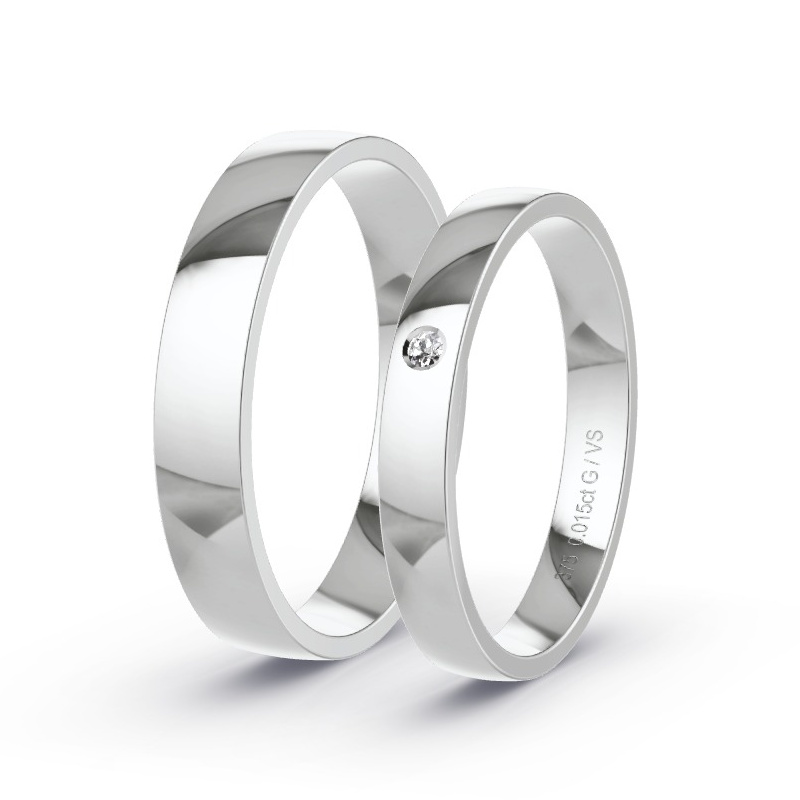 Wedding Rings White Gold - 0.015ct Diamonds - Model N°1703 Wedding Rings White Gold - 0.015ct Diamonds - Model N°1703