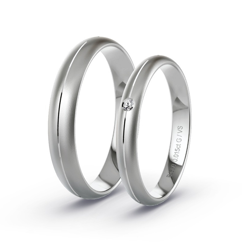 Wedding Rings Palladium - 0.015ct Diamonds - Model N°1704 Wedding Rings Palladium - 0.015ct Diamonds - Model N°1704