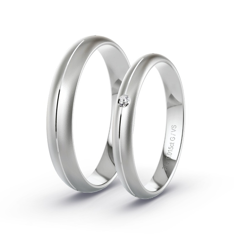 Wedding Rings White Gold - 0.015ct Diamonds - Model N°1704 Wedding Rings White Gold - 0.015ct Diamonds - Model N°1704