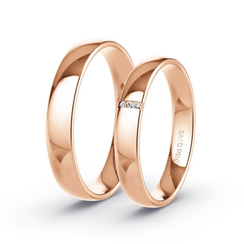 Wedding Rings Rose Gold - 0.015ct Diamonds - Model N°1706 Wedding Rings Rose Gold - 0.015ct Diamonds - Model N°1706
