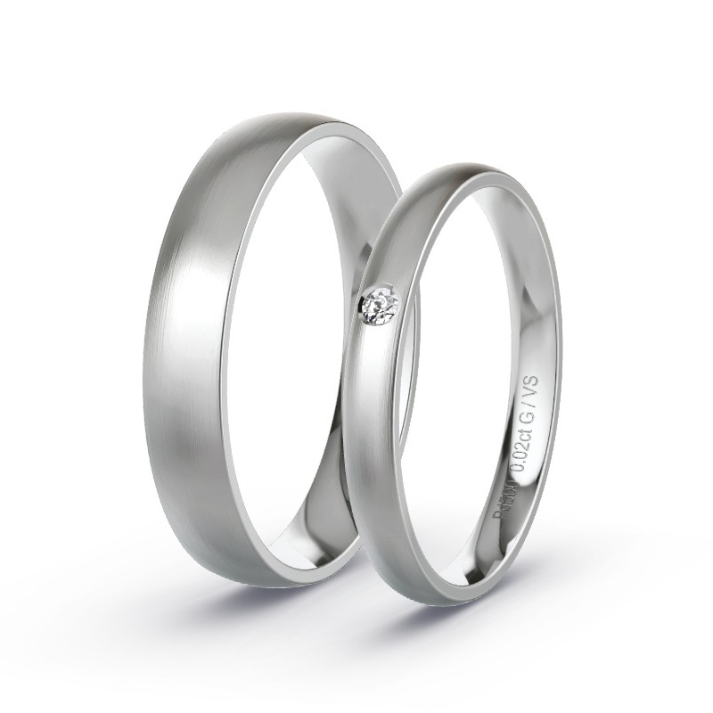 Wedding Rings Palladium - 0.02ct Diamonds - Model N°1707 Wedding Rings Palladium - 0.02ct Diamonds - Model N°1707