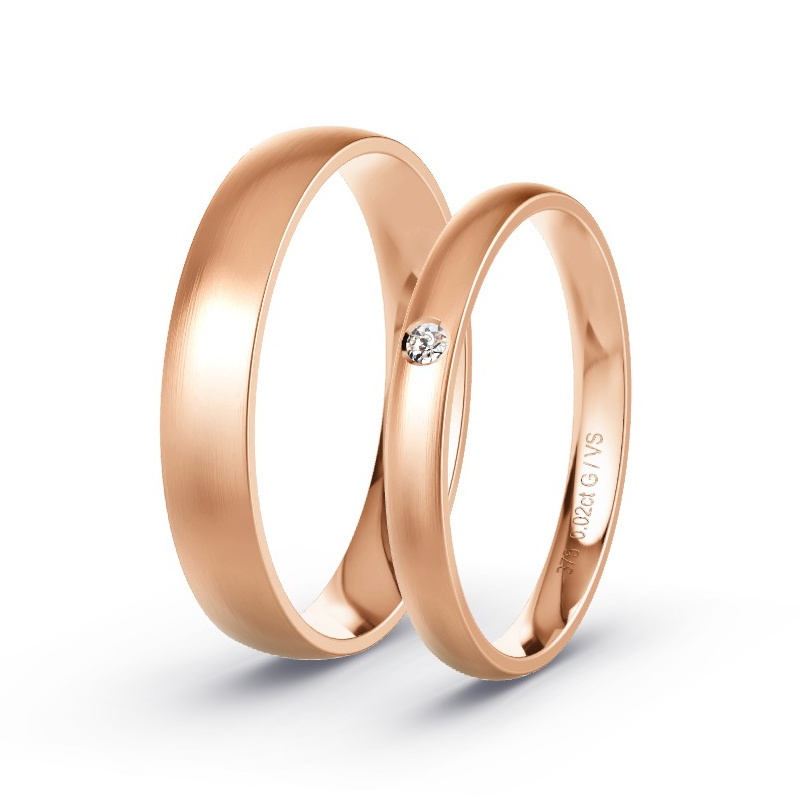 Wedding Rings Rose Gold - 0.02ct Diamonds - Model N°1707 Wedding Rings Rose Gold - 0.02ct Diamonds - Model N°1707