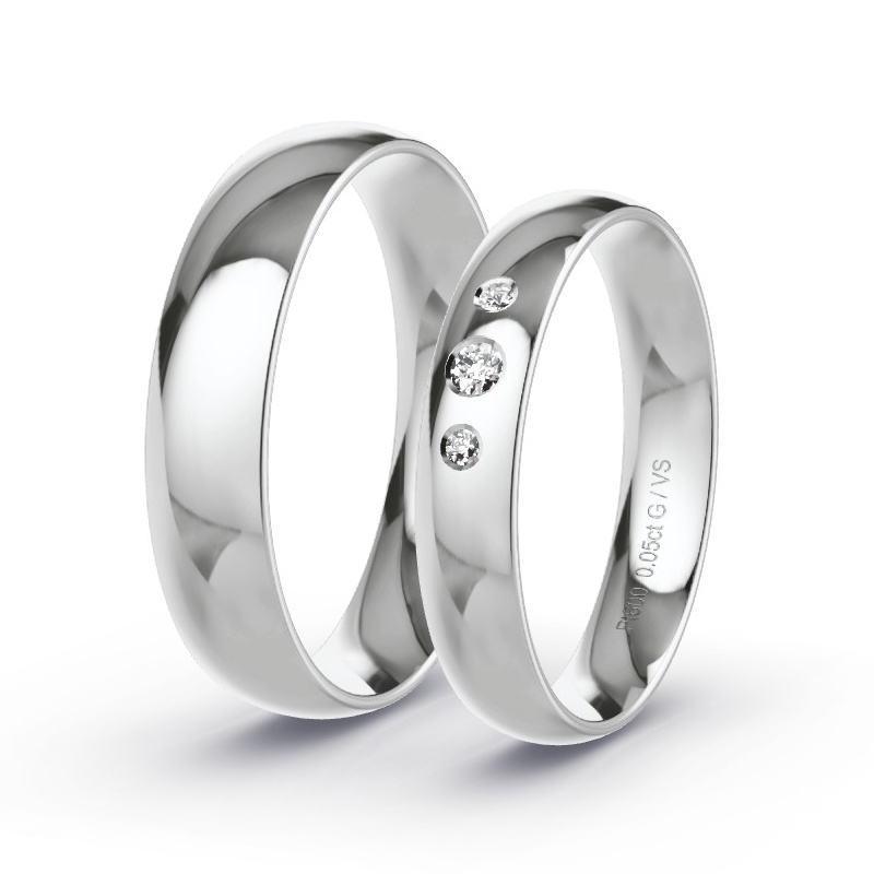 Wedding Rings Platinum content - 0.05ct Diamonds - Model N°1709 Wedding Rings Platinum content - 0.05ct Diamonds - Model N°1709