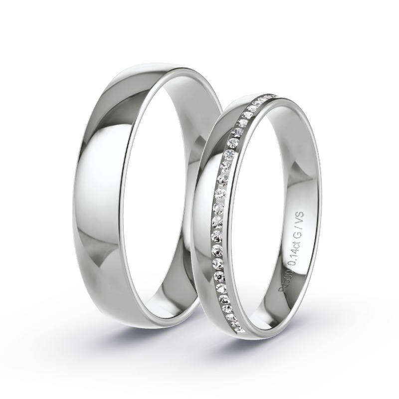 Wedding Rings Palladium - 0.14ct Diamonds - Model N°1711 Wedding Rings Palladium - 0.14ct Diamonds - Model N°1711
