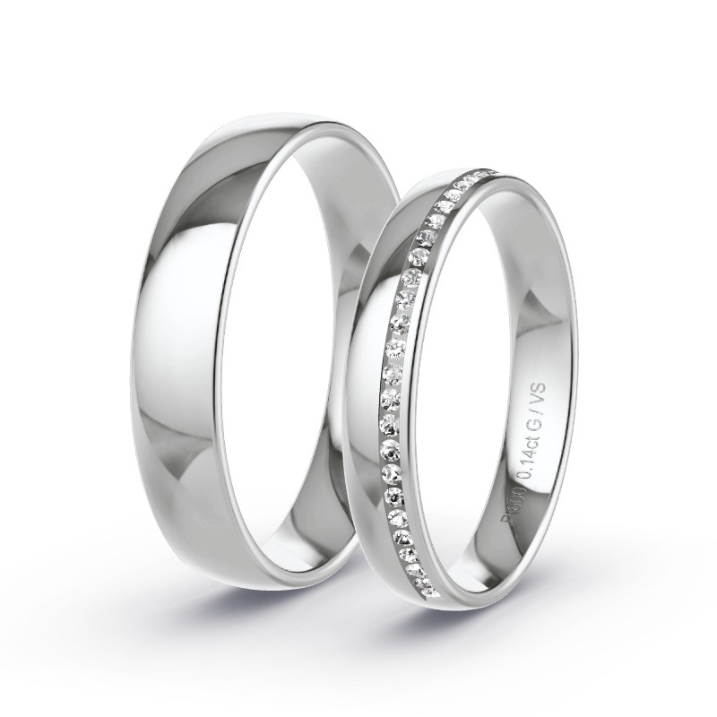 Wedding Rings Platinum content - 0.14ct Diamonds - Model N°1711 Wedding Rings Platinum content - 0.14ct Diamonds - Model N°1711