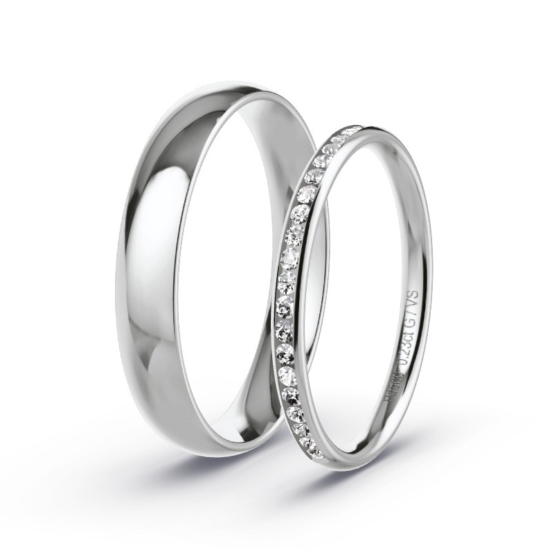Wedding Rings Palladium - 0.23ct Diamonds - Model N°1712 Wedding Rings Palladium - 0.23ct Diamonds - Model N°1712