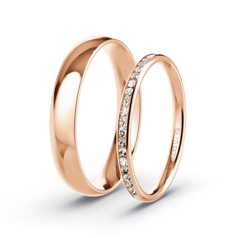 Wedding Rings Rose Gold - 0.23ct Diamonds - Model N°1712 Wedding Rings Rose Gold - 0.23ct Diamonds - Model N°1712